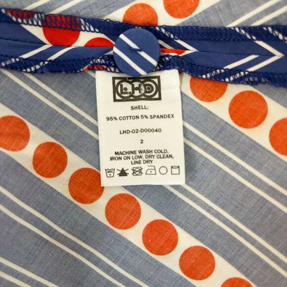 LHD Striped Poplin Midi Dress 2 Blue Red NEW - Picture 8 of 9